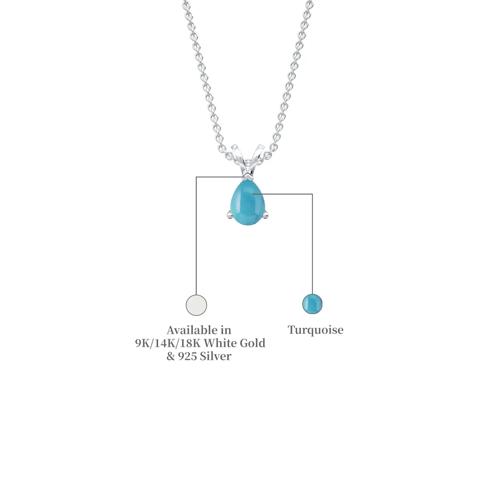 December Birthstone Classic Turquoise Drop Pendant