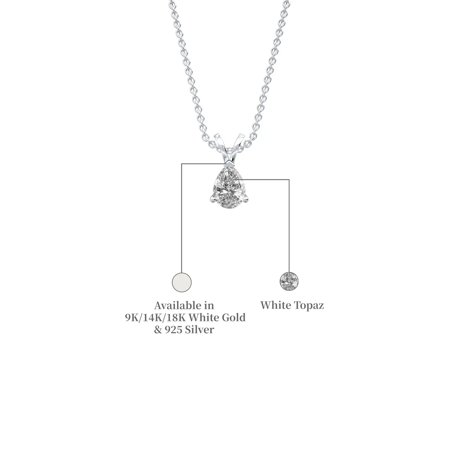 April Birthstone Classic White Topaz Drop Pendant