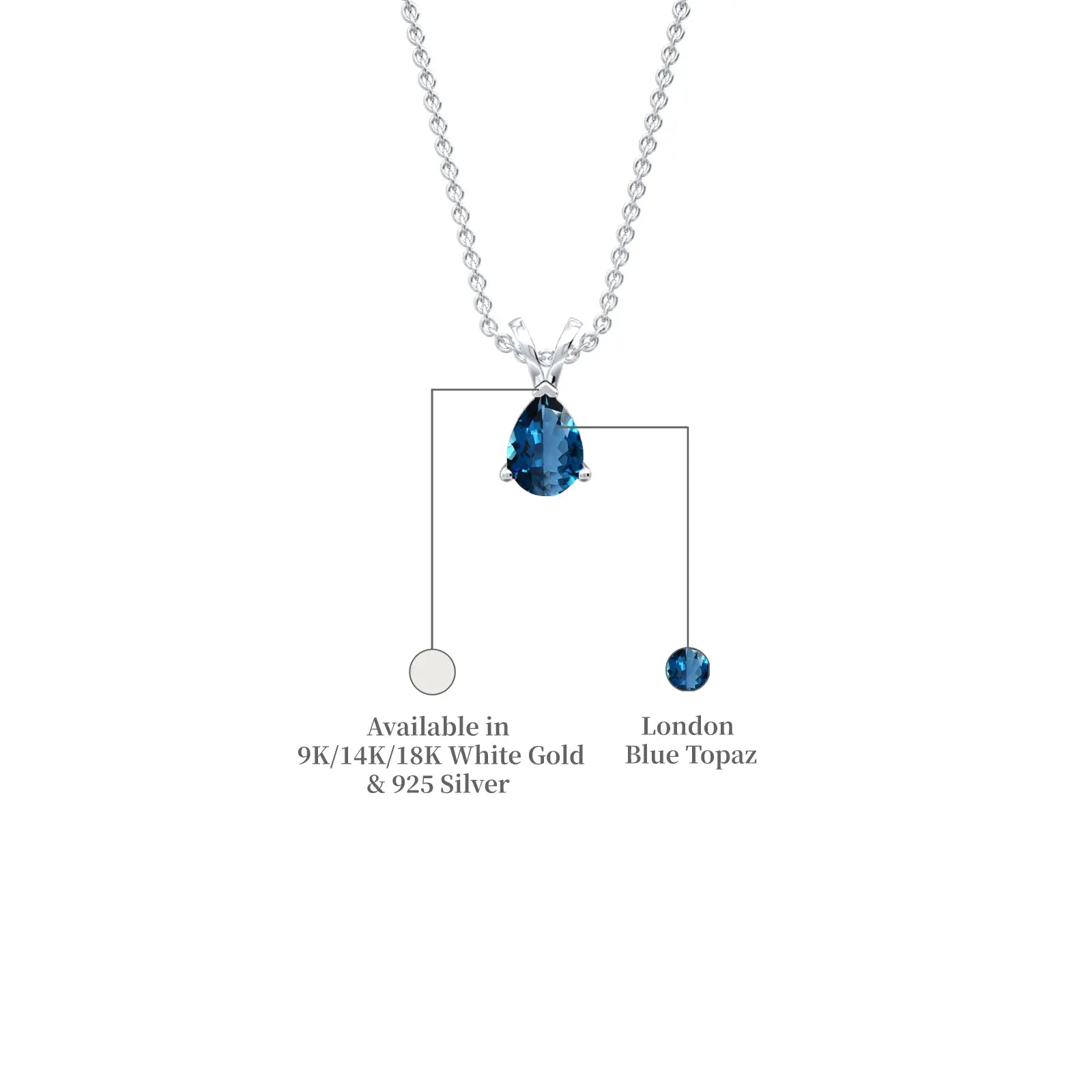 Details of September birthstone classic London blue topaz drop pendant by Fortune
