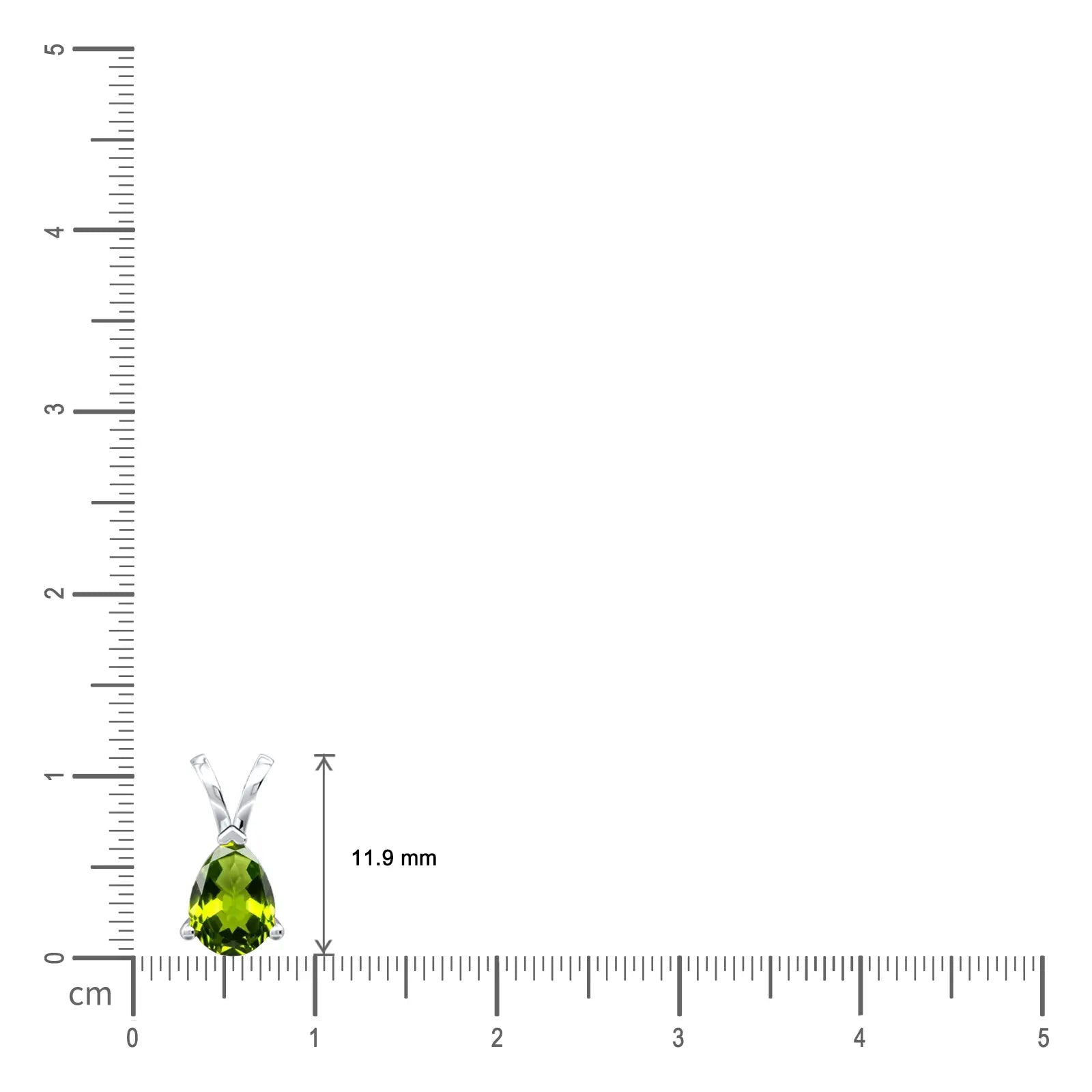 dimension of August birthstone classic peridot drop pendant by Fortune