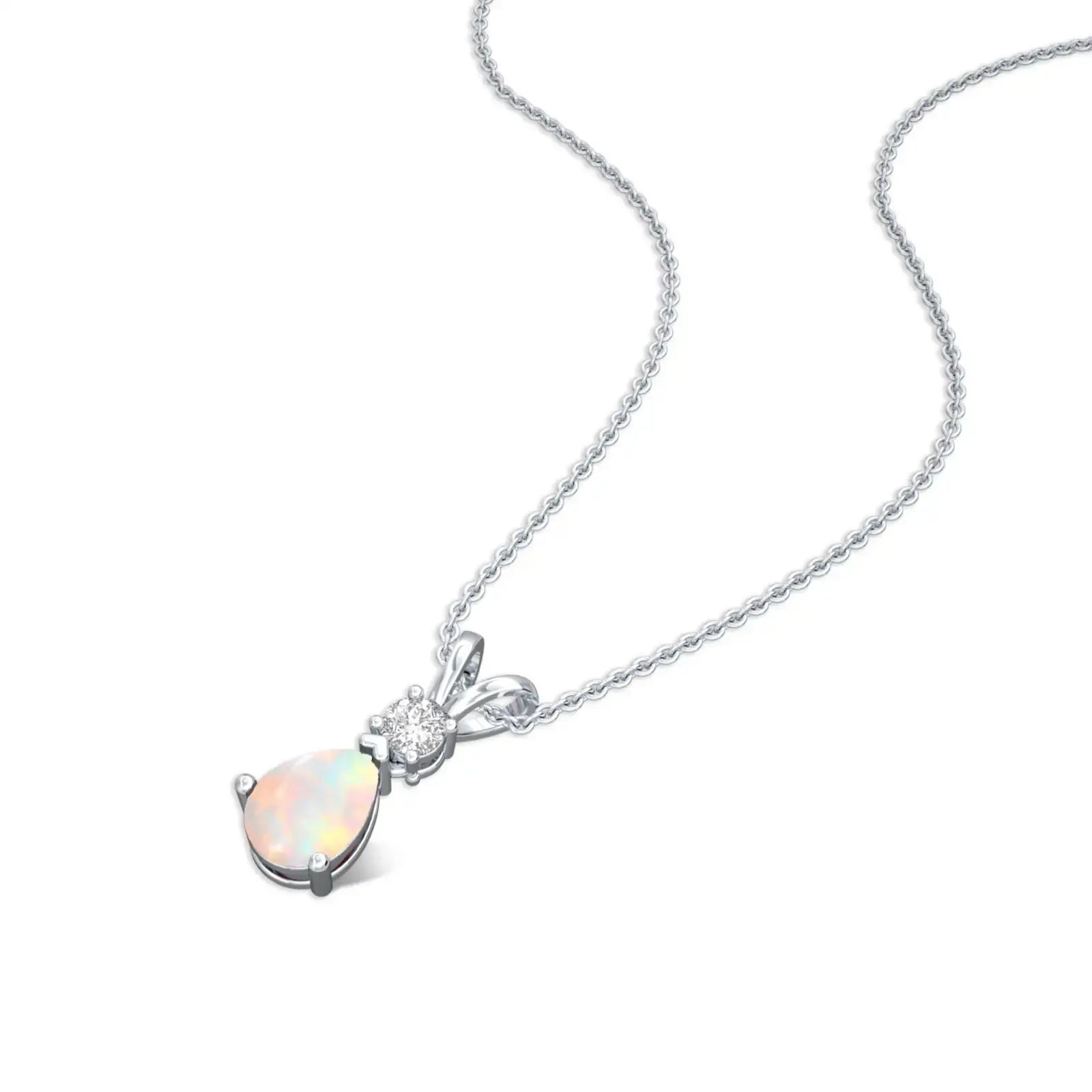 October Birthstone Classic Opal Drop Pendant Necklace
