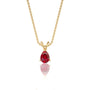 Yellow gold trendy july birthstone classic opaque ruby drop pendant for women