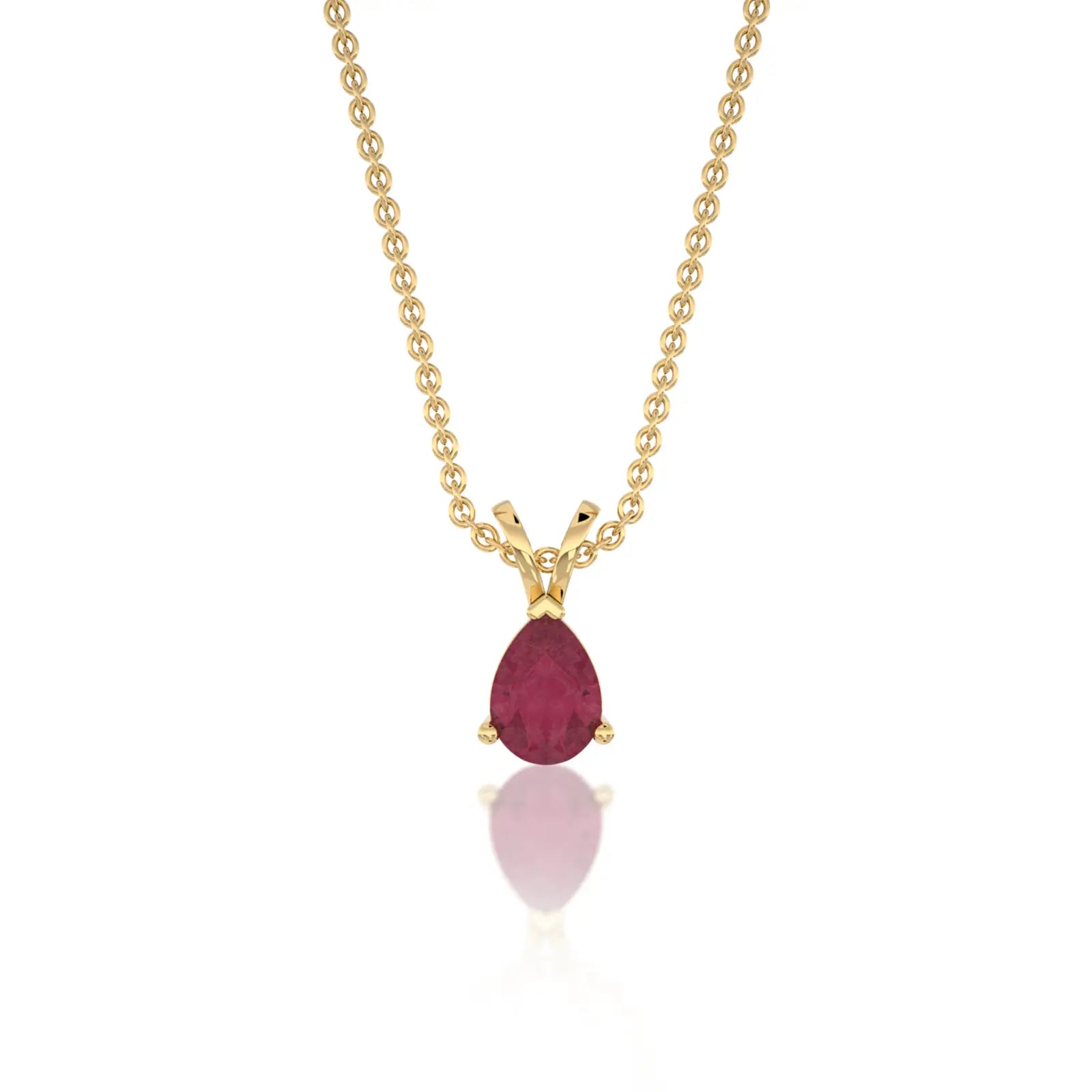 Yellow gold january birthstone classic garnet drop pendant for office wear