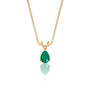 Yellow gold fortune may birthstone classic green agate drop pendant