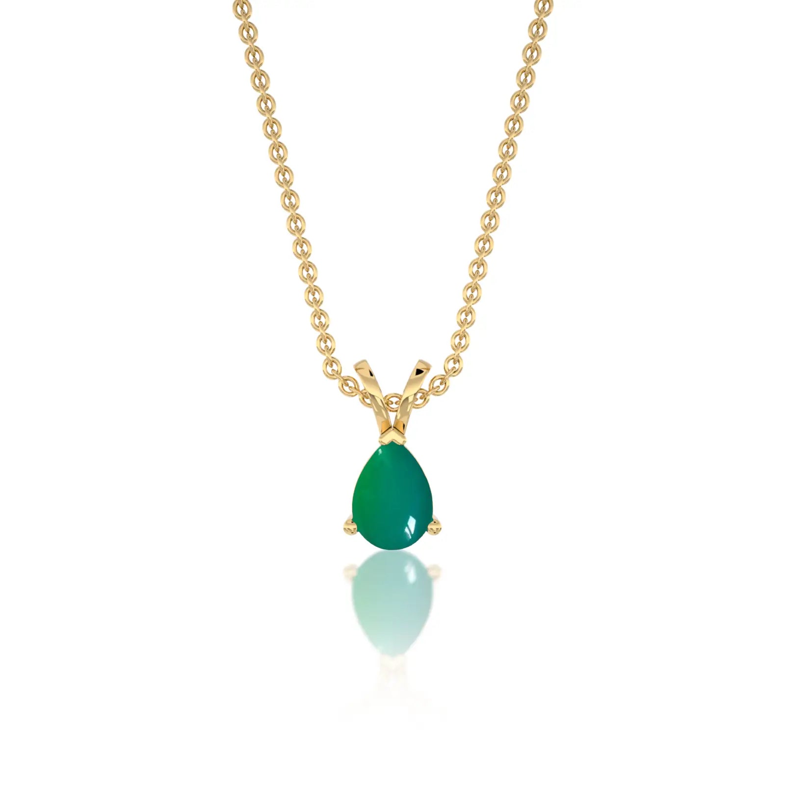 Yellow gold fortune may birthstone classic green agate drop pendant