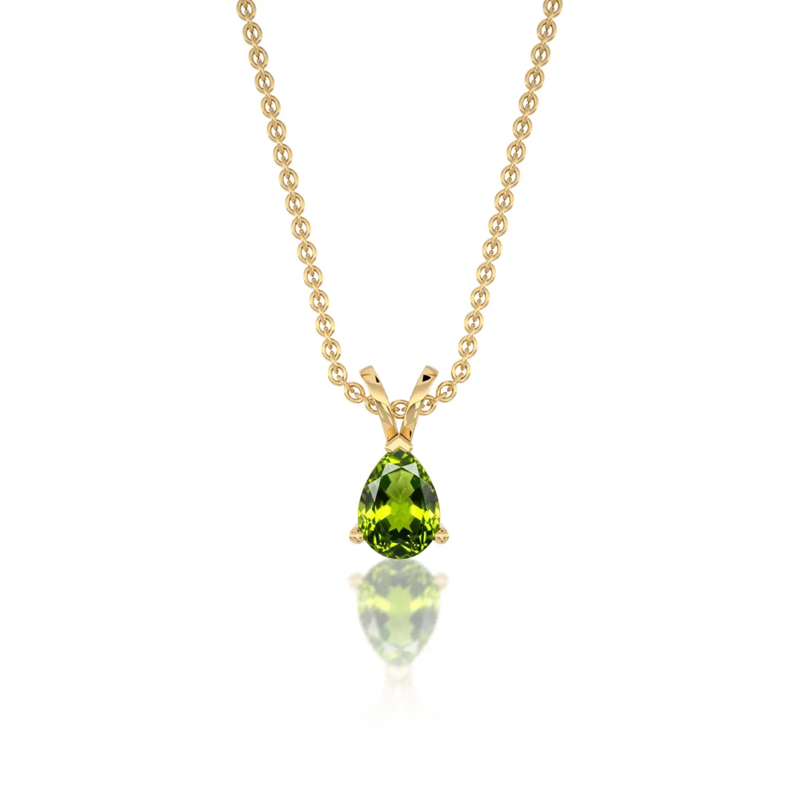 Yellow gold august birthstone classic peridot drop pendant