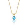 Yellow gold march birthstone classic swiss blue topaz drop pendant