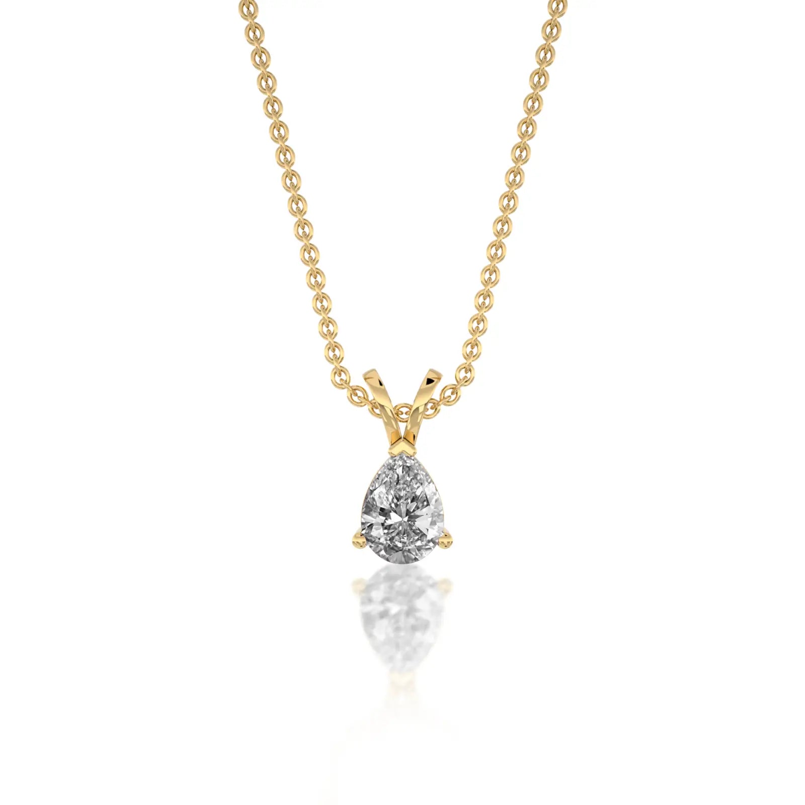 Fortune yellow gold april birthstone classic white topaz drop pendant for women