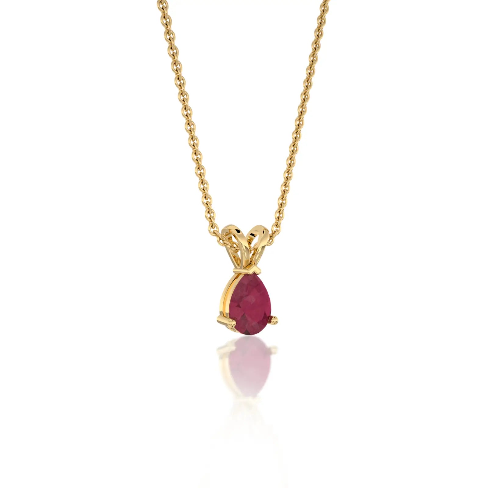 Yellow gold january birthstone classic garnet drop pendant