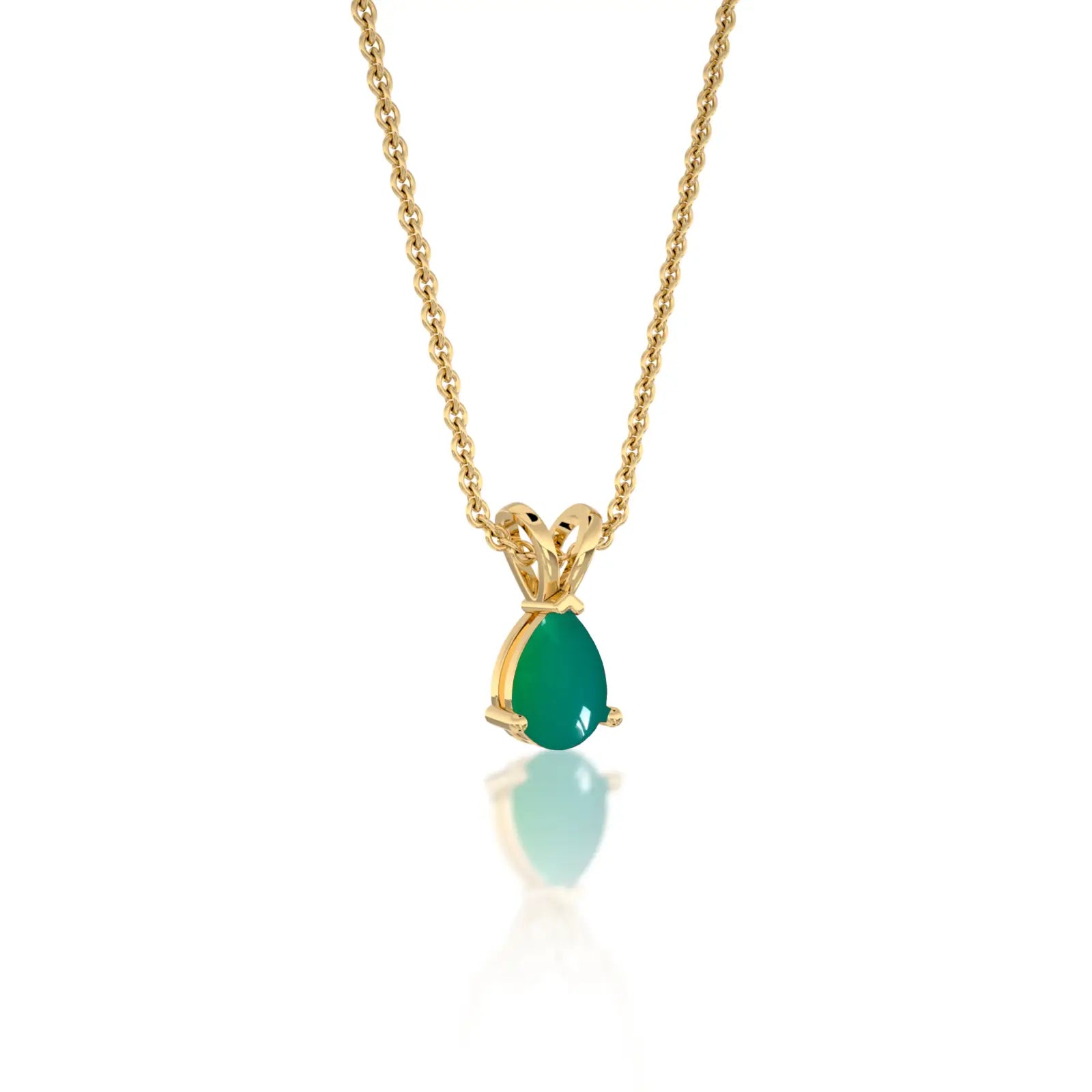 Trendy fortune may birthstone classic green agate drop pendant for women
