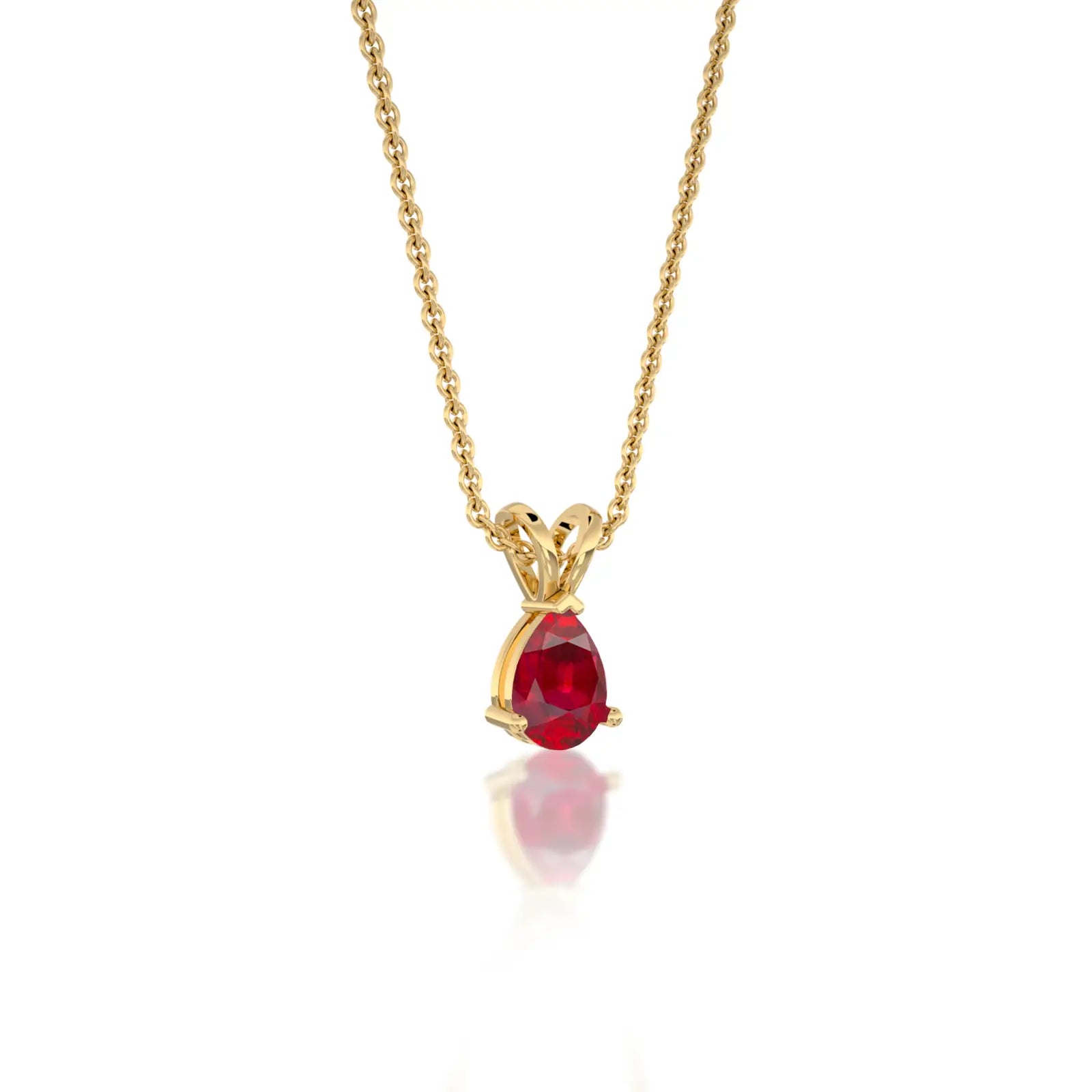 Yellow gold trendy july birthstone classic opaque ruby drop pendant