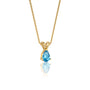 Trendy yellow gold march birthstone classic swiss blue topaz drop pendant