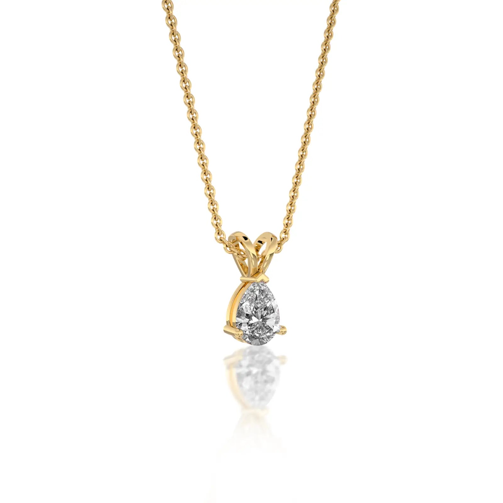 Fortune yellow gold april birthstone classic white topaz drop pendant