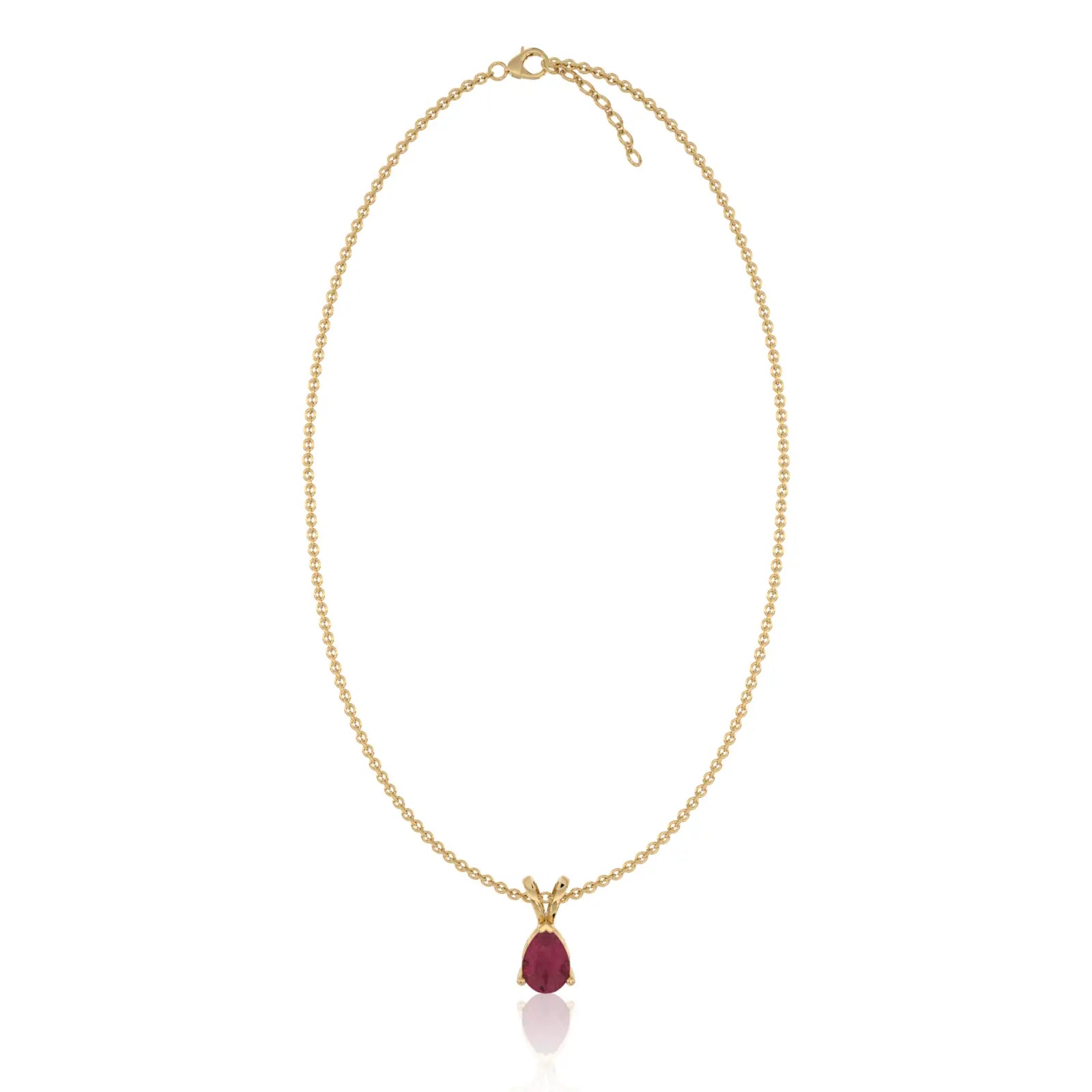 Yellow gold january birthstone classic garnet drop pendant foe woen