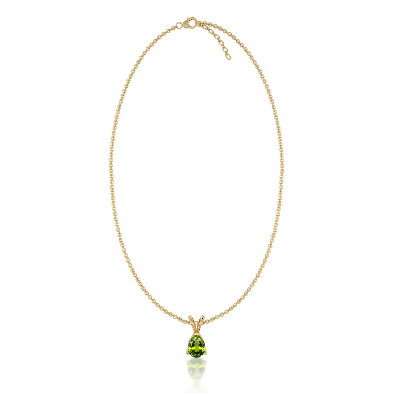 Fortune yellow gold august birthstone classic peridot drop pendant