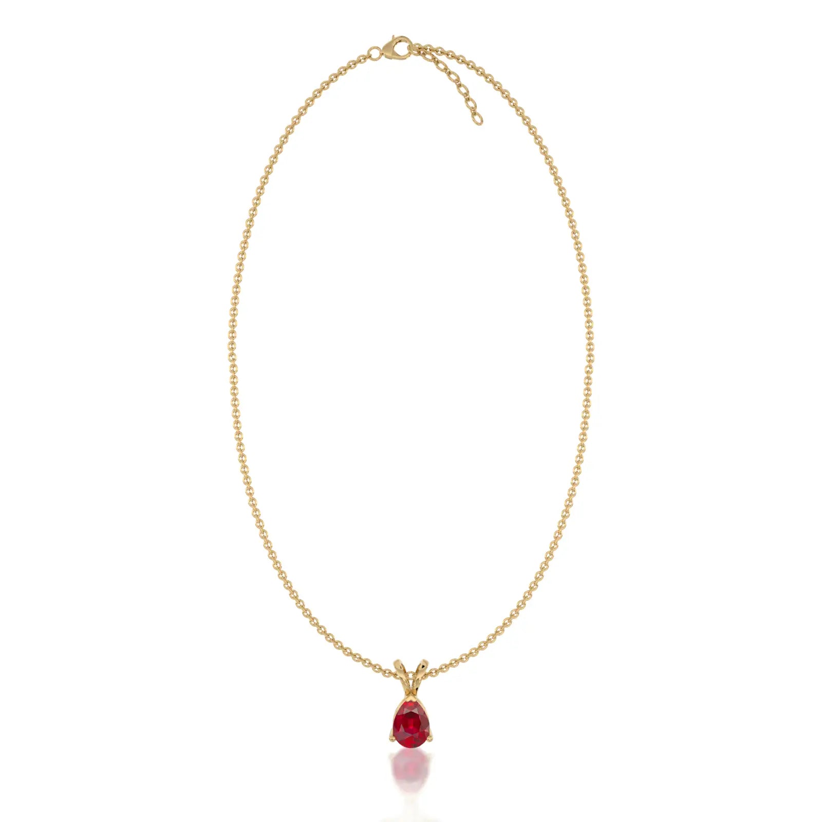 Yellow gold trendy july birthstone classic opaque ruby drop pendant for office wear