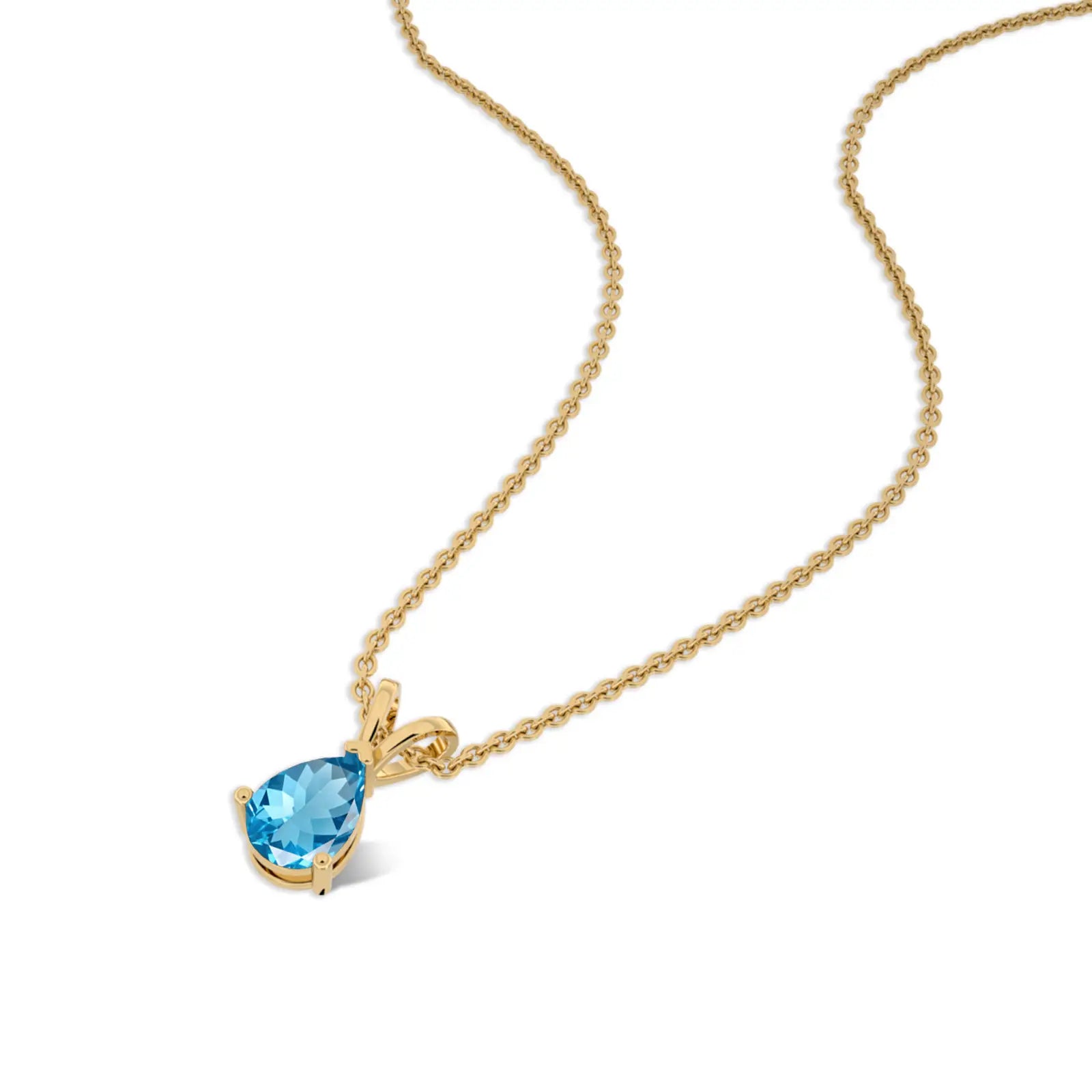 March birthstone classic swiss blue topaz drop pendant for office wear
