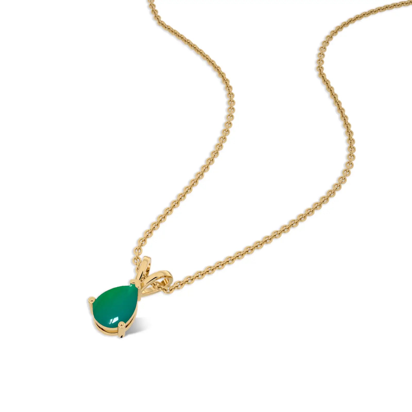 Trendy fortune yellow gold may birthstone classic green agate drop pendant