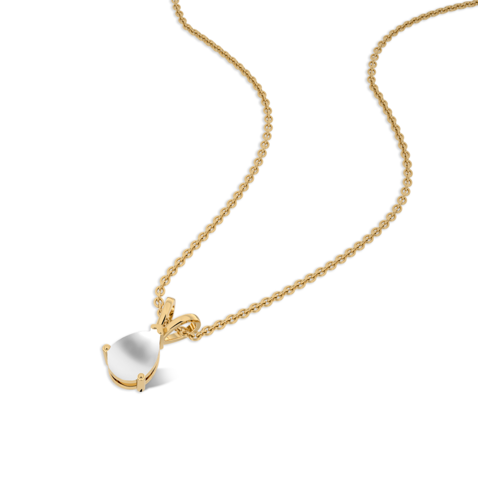 Yellow gold june birthstone classic mother of pearl drop pendant for office wear