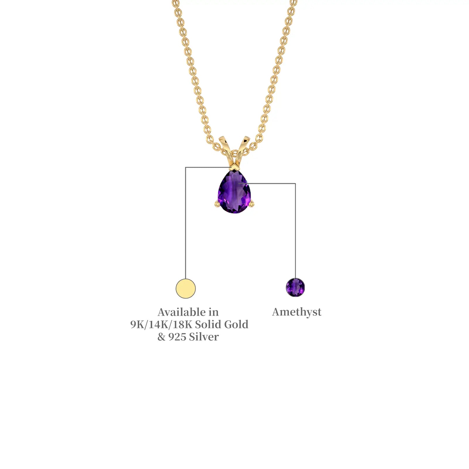 February Birthstone Classic Amethyst Drop Pendant