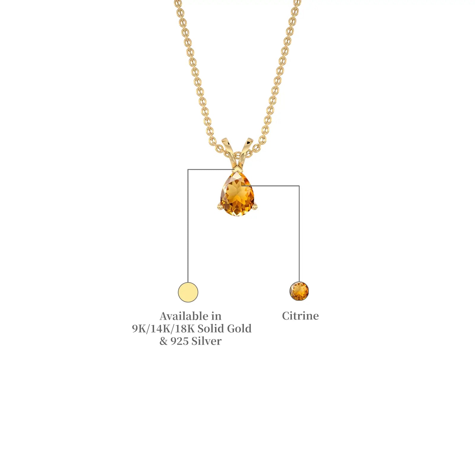 November Birthstone Classic Citrine Drop Pendant