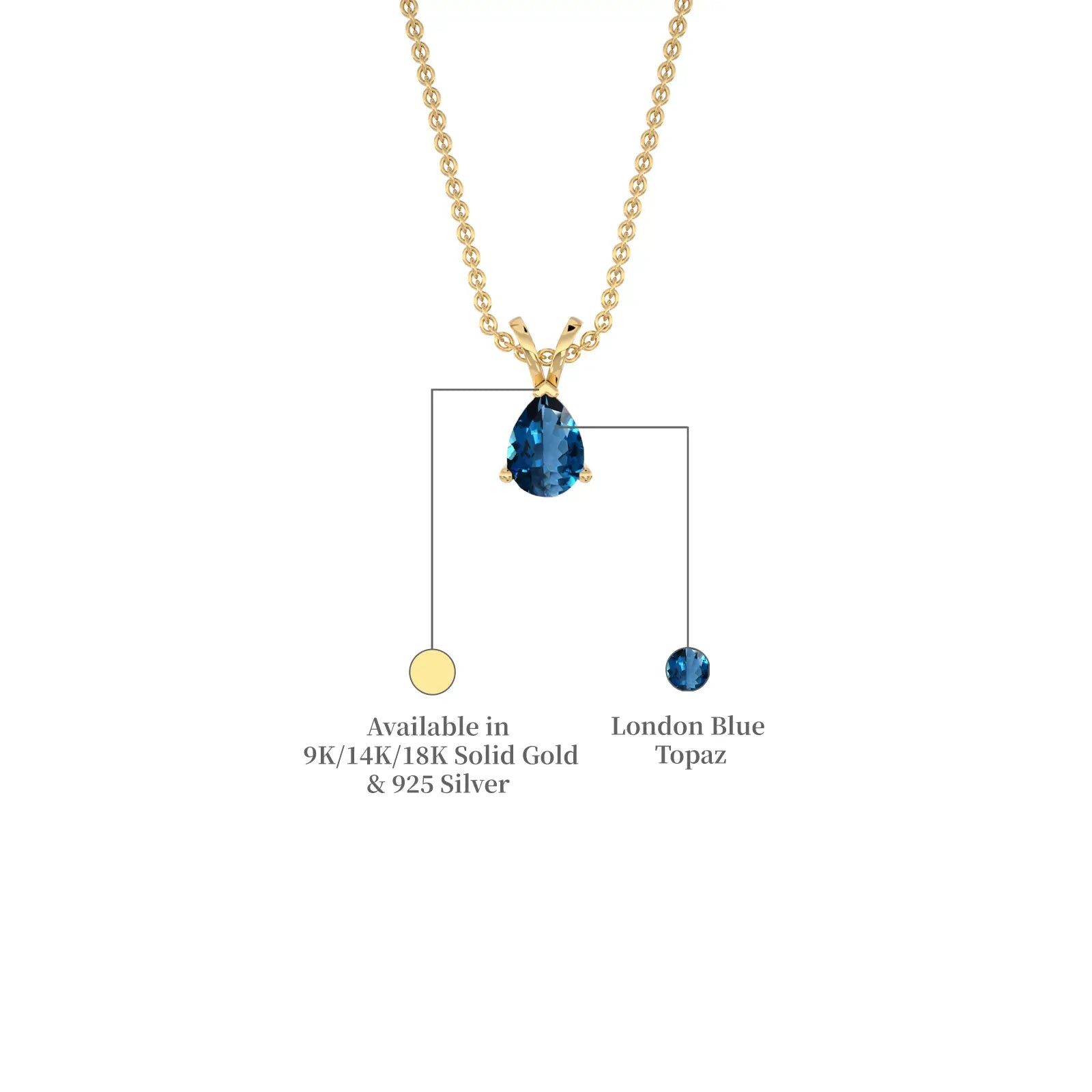 September Birthstone Classic London Blue Topaz Drop Pendant