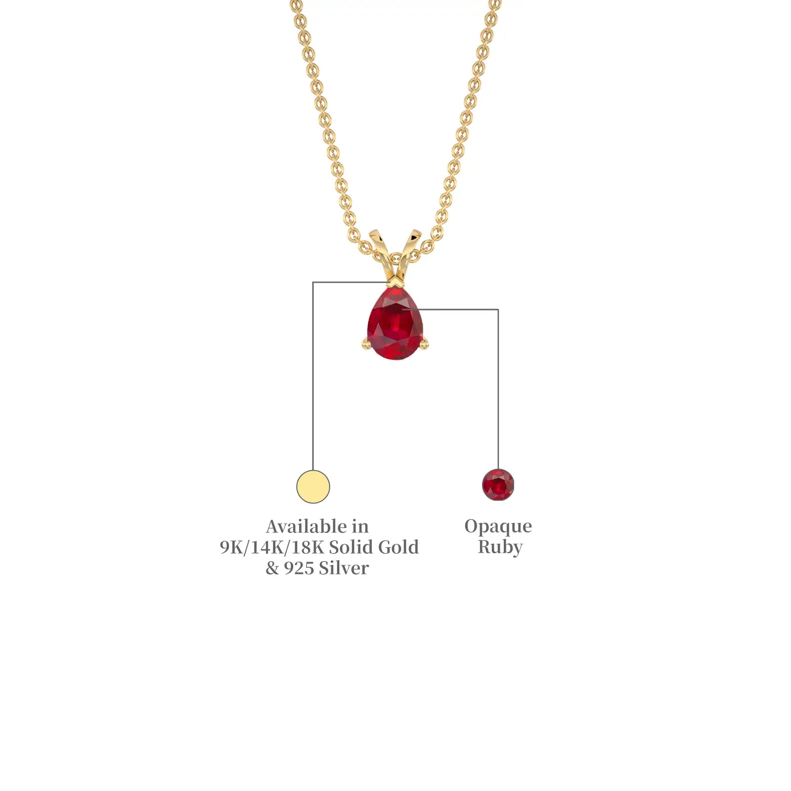 July Birthstone Classic Opaque Ruby Drop Pendant