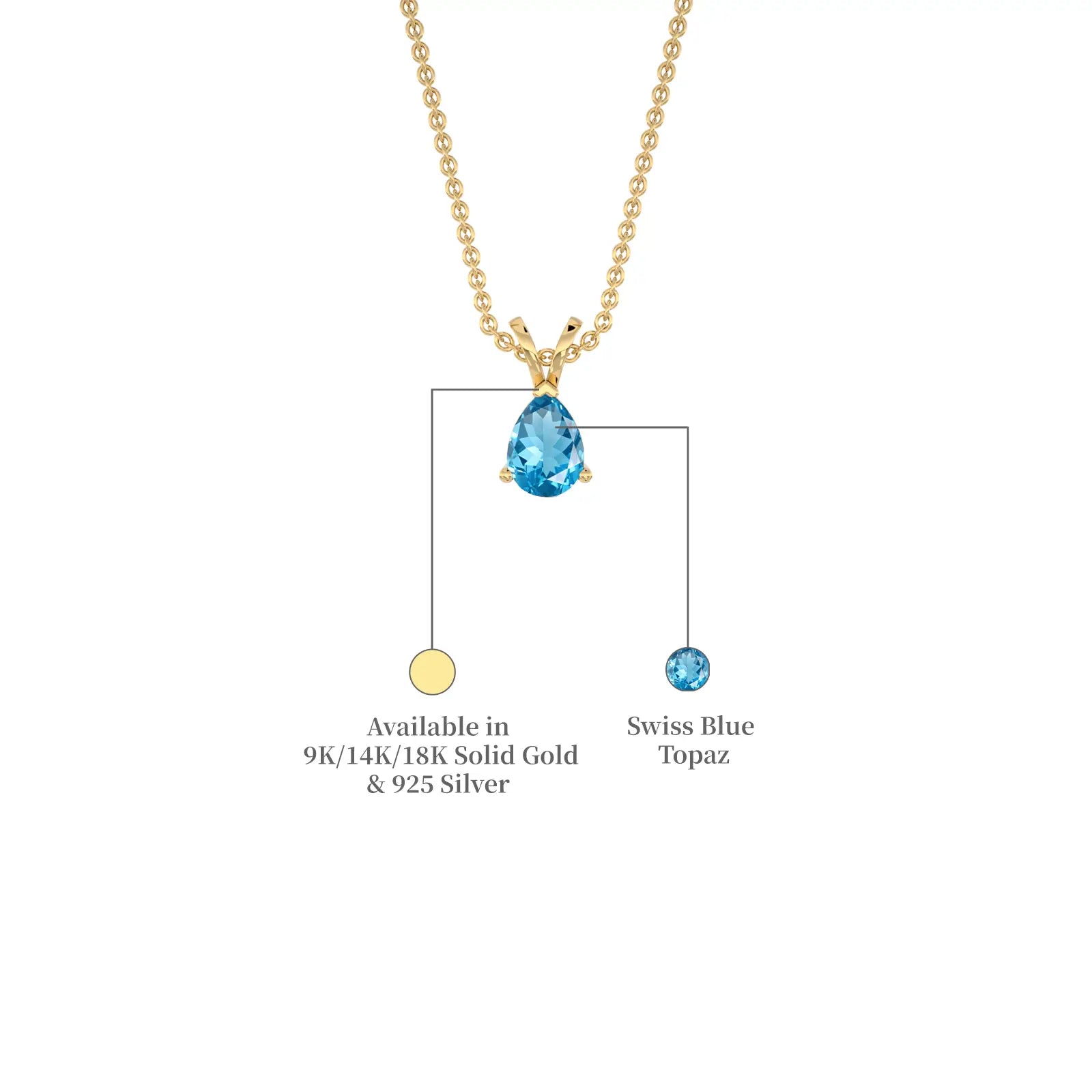 March Birthstone Classic Swiss Blue Topaz Drop Pendant