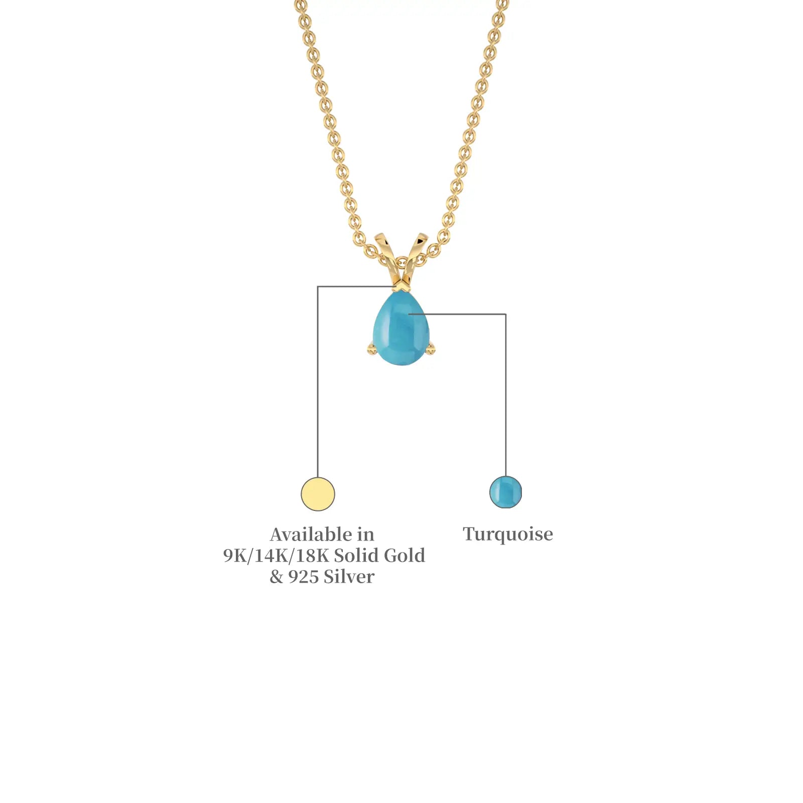 December Birthstone Classic Turquoise Drop Pendant