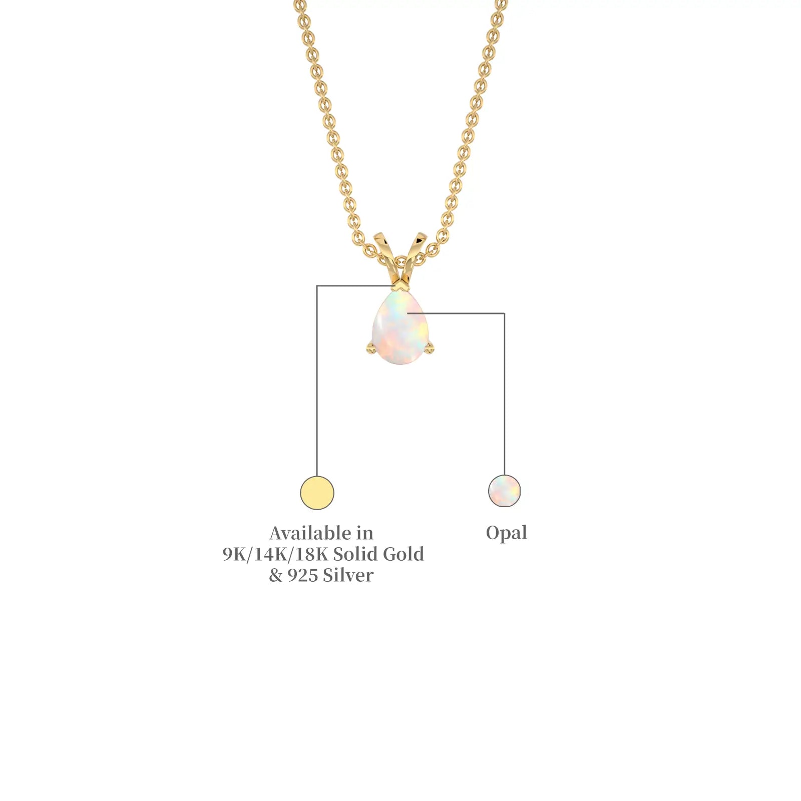 Classic October Birthstone Opal Drop Pendant by Fortune with material options.