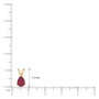 January birthstone garnet drop pendant size — 11.9mm pendant length shown against cm ruler