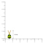 August birthstone classic peridot drop pendant size - 11.9mm pendant length shown against cm ruler