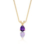 Yellow gold february birthstone classic amethyst drop pendant for women