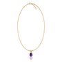Yellow gold february birthstone classic amethyst drop pendant for office wear