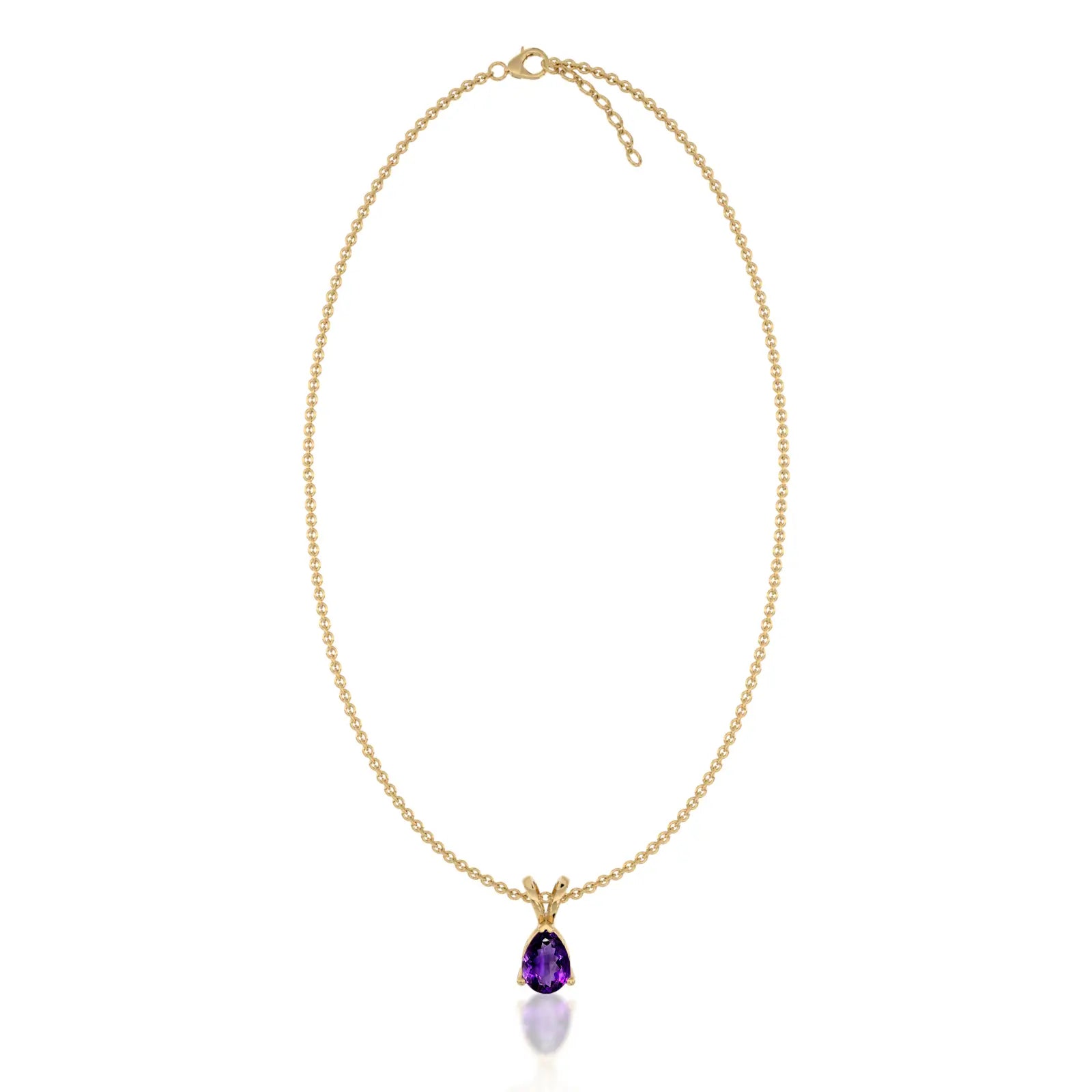 Yellow gold february birthstone classic amethyst drop pendant for office wear
