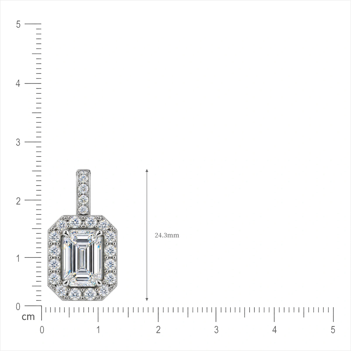 3 Carat Emerald-Cut Diamond Halo Pendant by Fortune