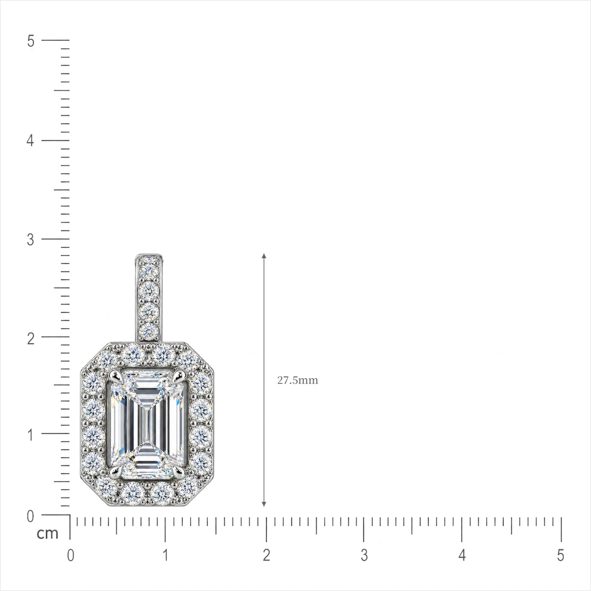 5 Carat Emerald-Cut Diamond Halo Pendant by Fortune