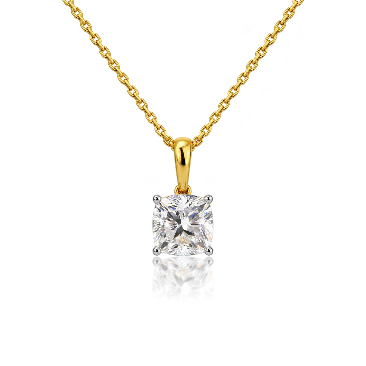 4 Ct Cushion-Cut Diamond Solitaire Pendant by Fortune Jewellery 