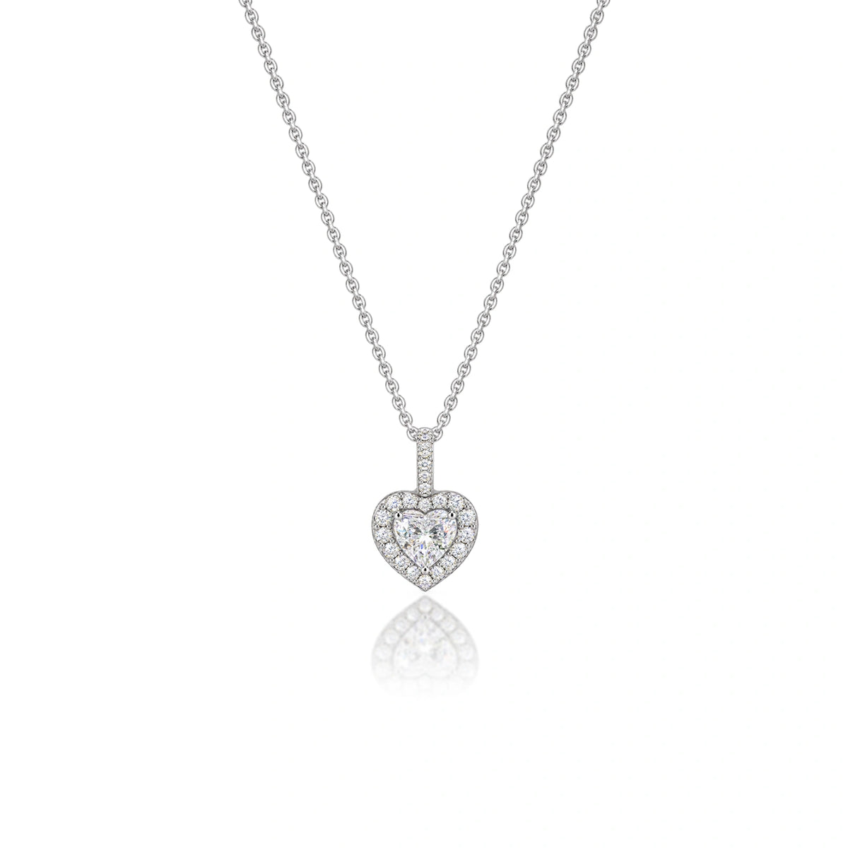 0.5 Ct Heart Cut Diamond Halo Pendant