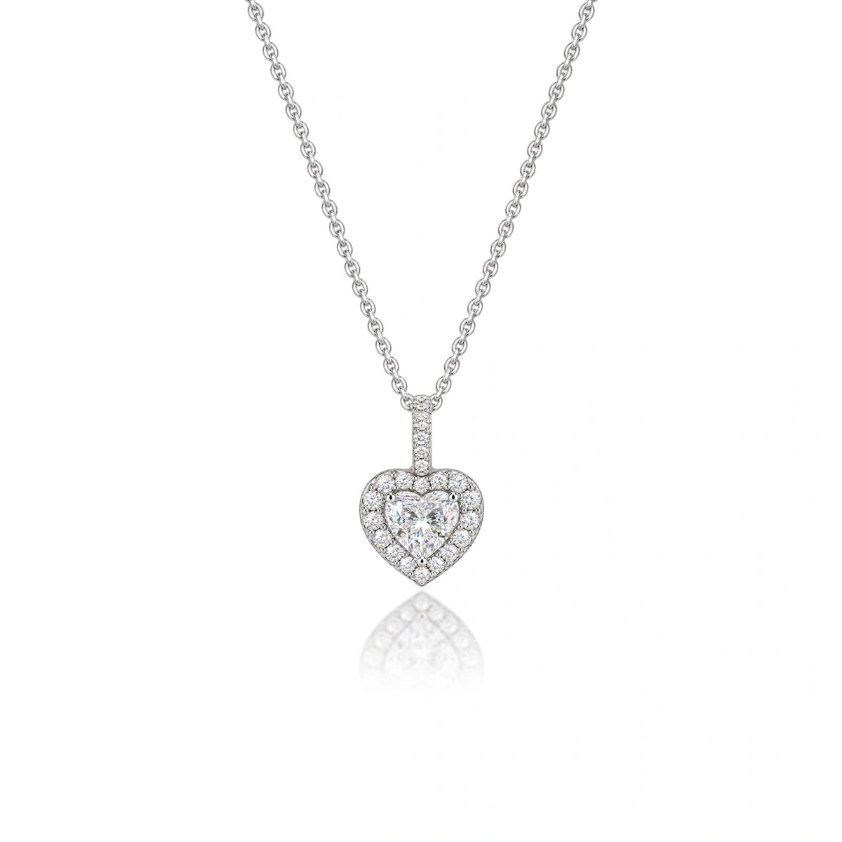 0.75 Ct Heart Cut Diamond Halo Pendant by Fortune Jewellery 