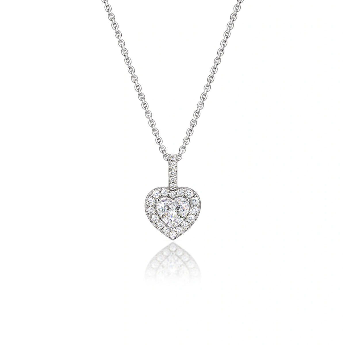1 Ct Heart Cut Diamond Halo Pendant by Fortune Jewellery 