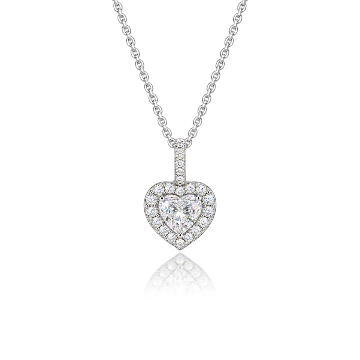 2 Ct Heart Cut Diamond Halo Pendant by Fortune Jewellery 