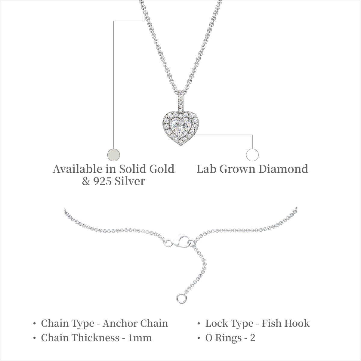 Women wearing 3 Ct Heart Cut Diamond Halo Pendant by Fortune Jewellery 