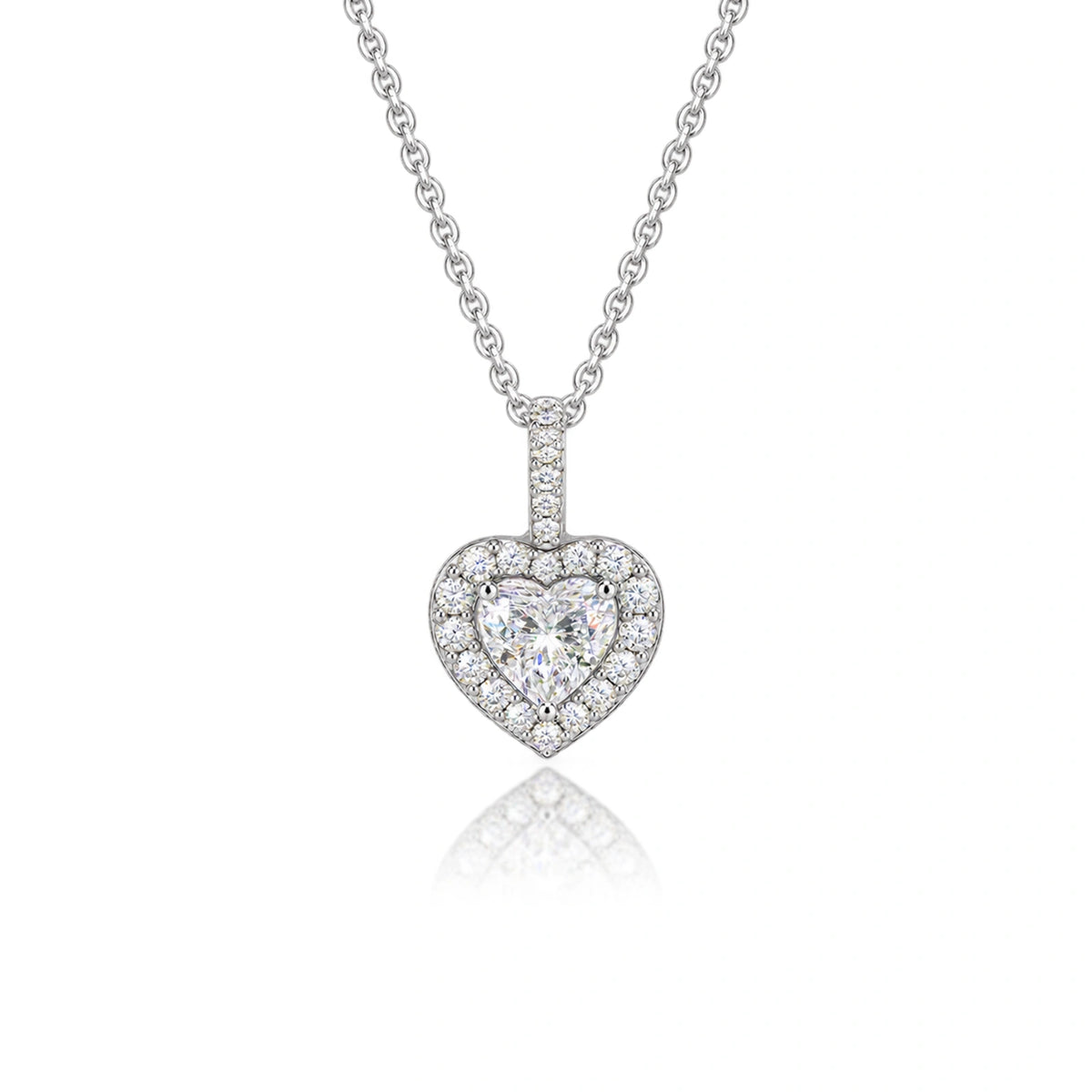 3 Ct Heart Cut Diamond Halo Pendant by Fortune Jewellery 