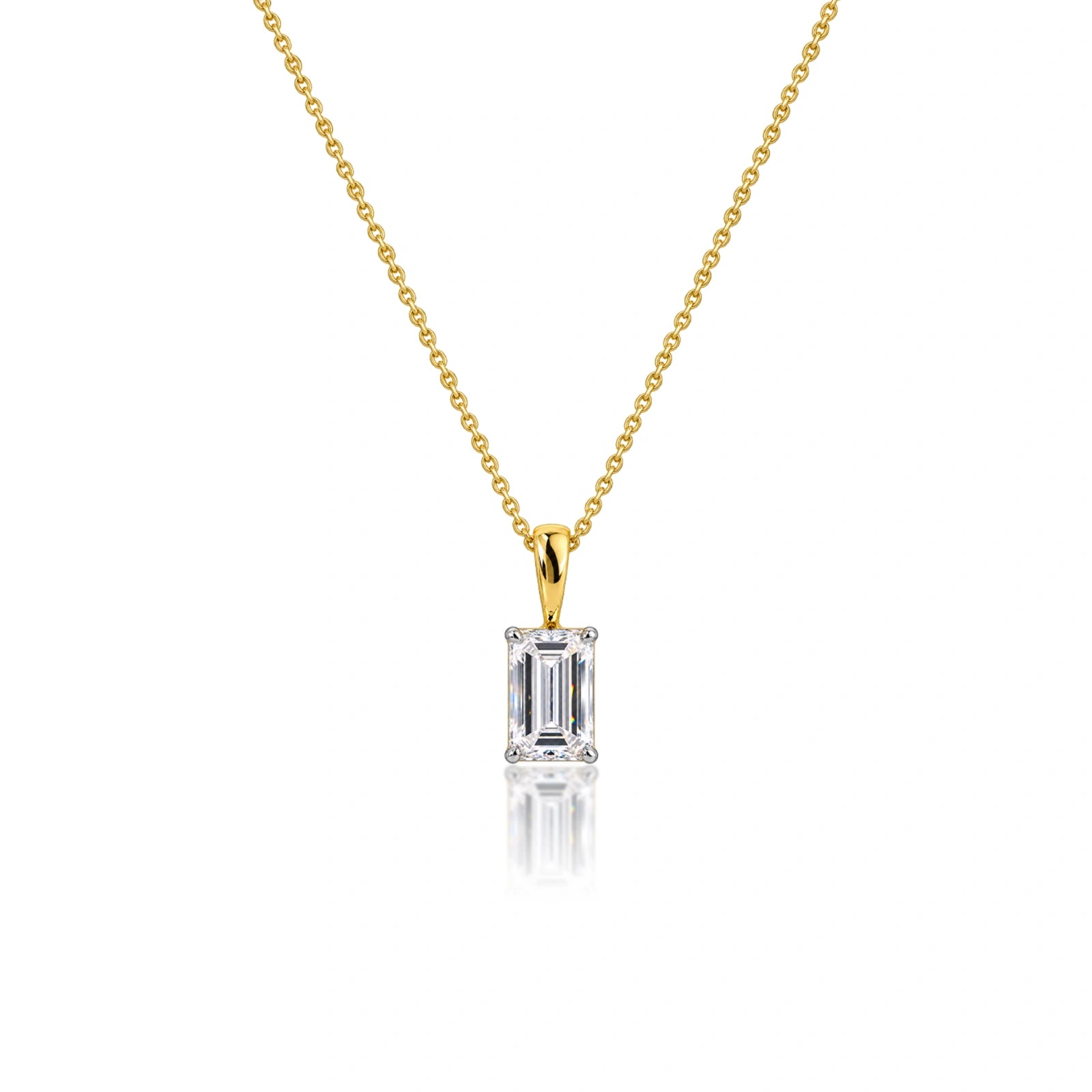 0.75 Ct Emerald-Cut Diamond Solitaire Pendant by Fortune Jewellery