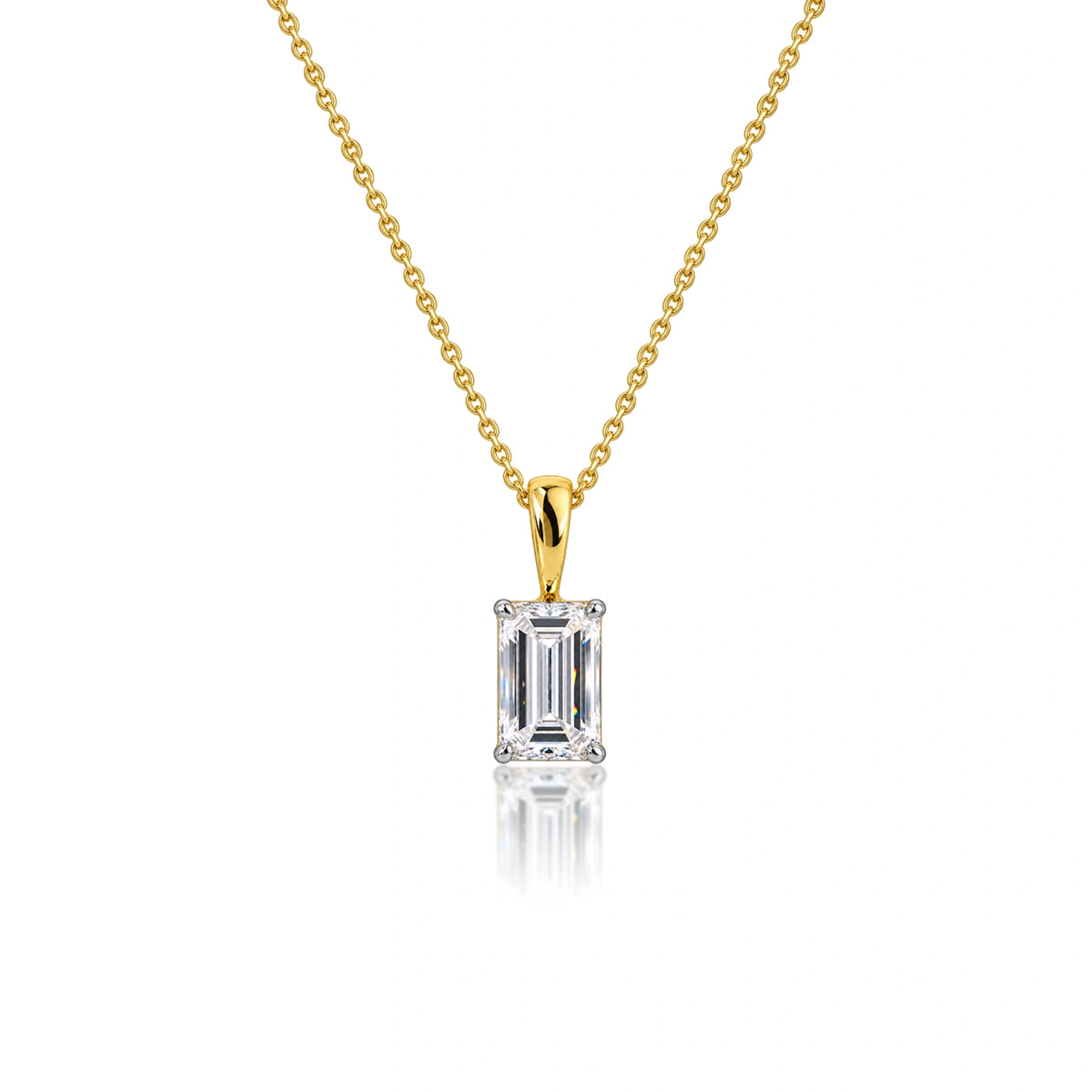 1 Carat Emerald-Cut Diamond Solitaire Pendant by Fortune Jewellery