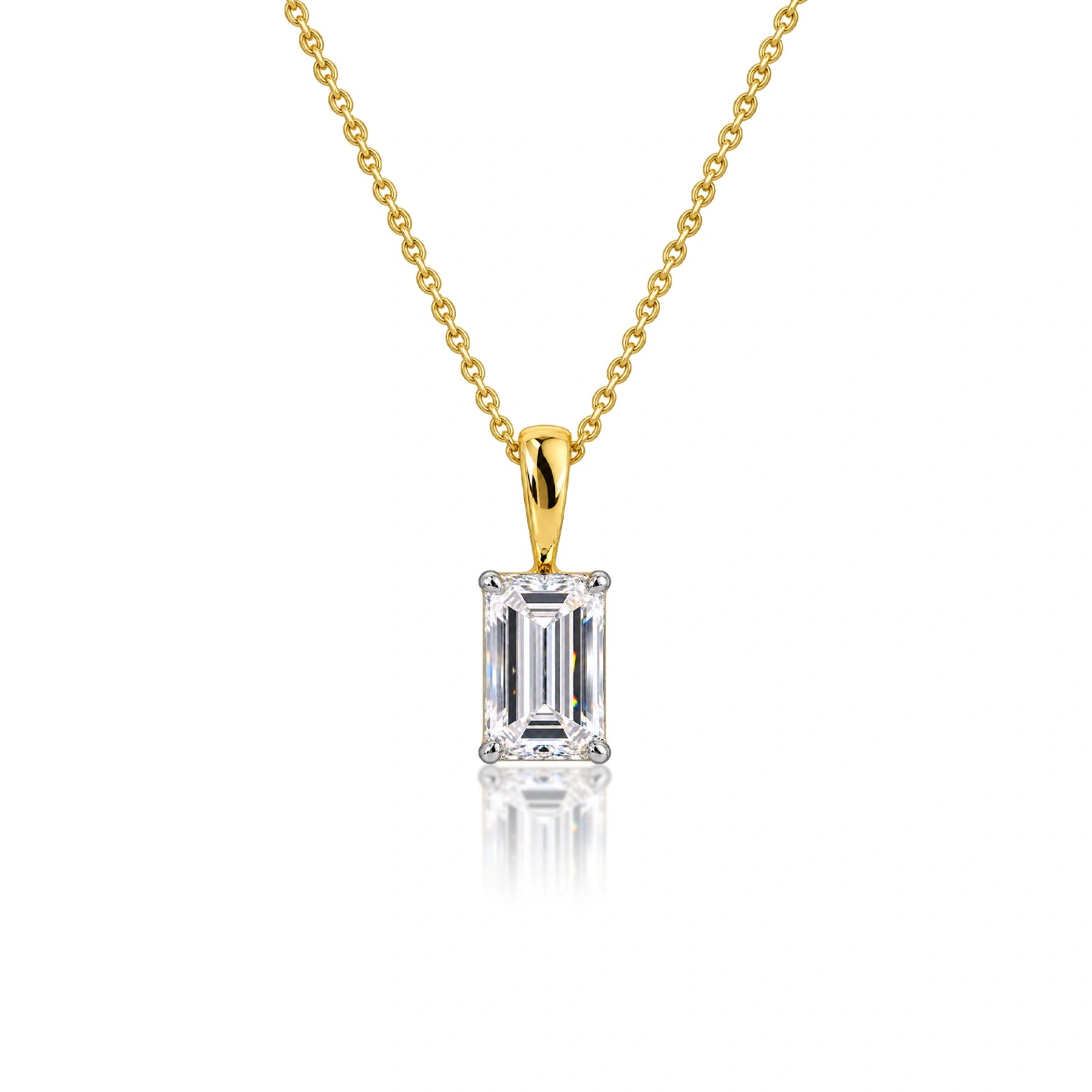 2 Ct Emerald-Cut Diamond Solitaire Pendant by Fortune Jewellery