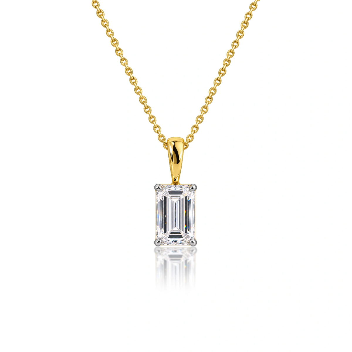 2 Ct Emerald-Cut Diamond Solitaire Pendant by Fortune Jewellery