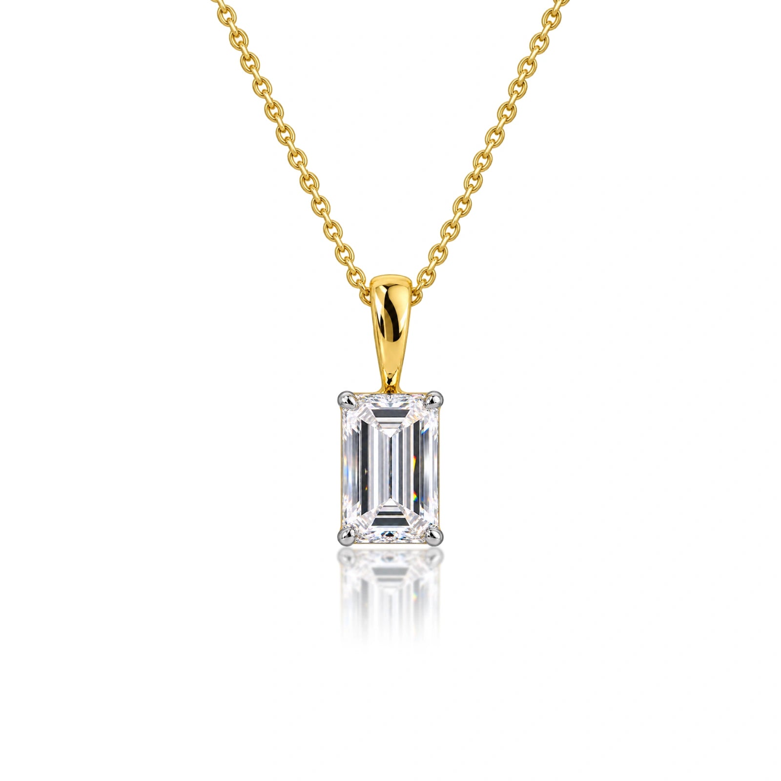 3 Carat Emerald-Cut Diamond Solitaire Pendant by Fortune Jewellery