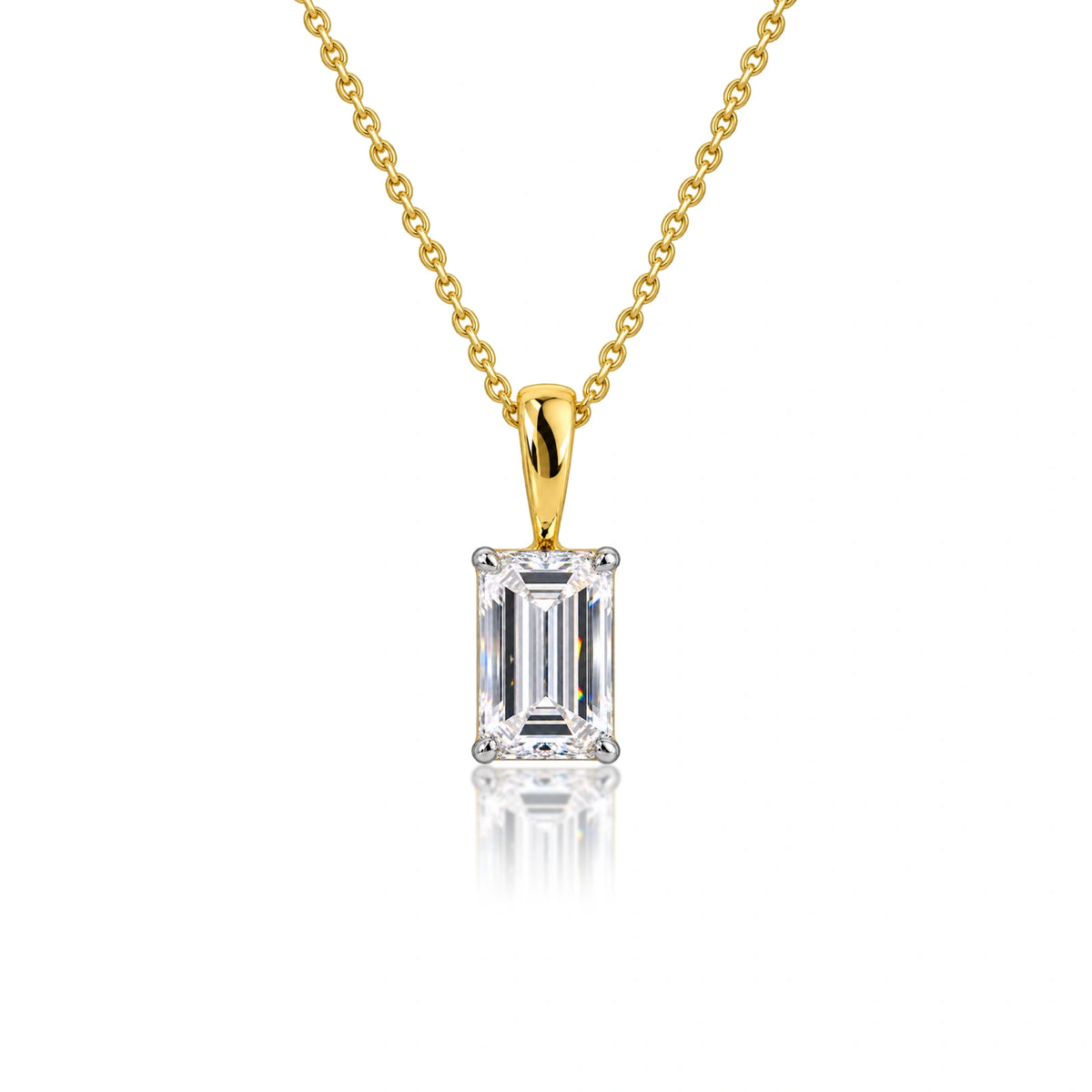 3 Carat Emerald-Cut Diamond Solitaire Pendant by Fortune Jewellery
